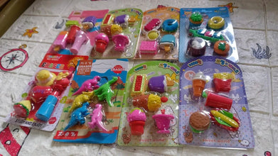 Mix Design Fancy Erasers Set – Colorful & Stylish Erasers for Kids, Birthday Gift & School Prize (1 Set) - justgrabit.in | Just Grab It