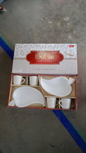 Unibic Ceramic Tea Cups With Plastic Leaf Shape tray / Platter (6 Pcs Set) - Justgrabit Inc.
