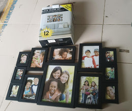 Premium Black Photo Frame Set 12 Pcs Wall Hanging Gallery Frames - justgrabit.in | Just Grab It