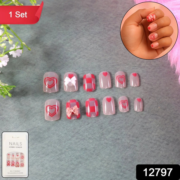 Premium Artificial False Nail Set with Mix Design fake nails - (Set) - justgrabit.in | Just Grab It