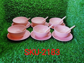 Soup Bowl Set with Spoon and Saucer - 18 pcs - Justgrabit Inc.