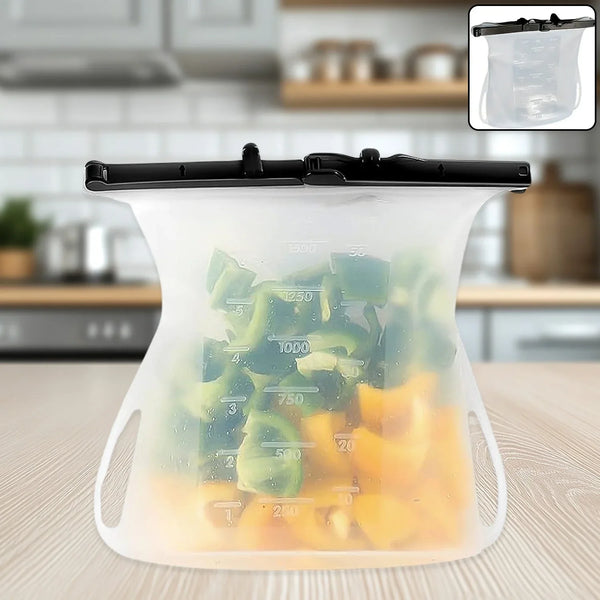 Reusable Silicone Food Bag – Leakproof, Flat Bottom, BPA - Free, Microwave & Dishwasher Safe - justgrabit.in | Just Grab It