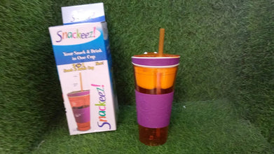 2 in 1 Snack & Drink Snackeez Travel Cup in One Container (1pc) - justgrabit.in | Just Grab It