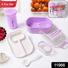 Plastic Lunch Box With Small Box, Bottle & Sponn for Kids Lunch Box (4 Pc Set) - Justgrabit Inc.