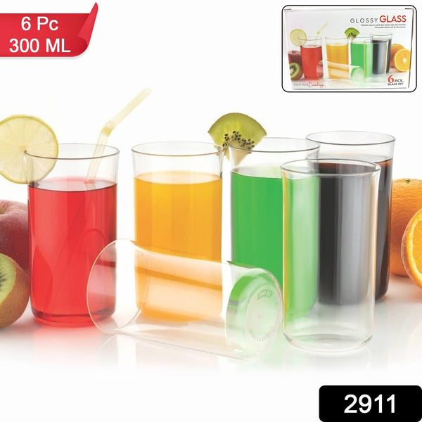 Glossy Plastic Glass Set (6 Pc / 300 ML) - justgrabit.in | Just Grab It