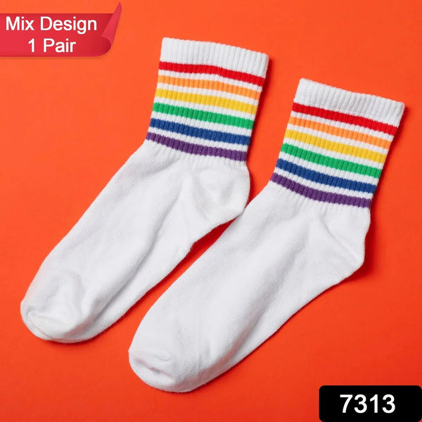1 PAIR SOCKS PRINTED TRENDY MULTIPLE DESIGNER SOCKS (1 Pc / Mix Design) - justgrabit.in | Just Grab It
