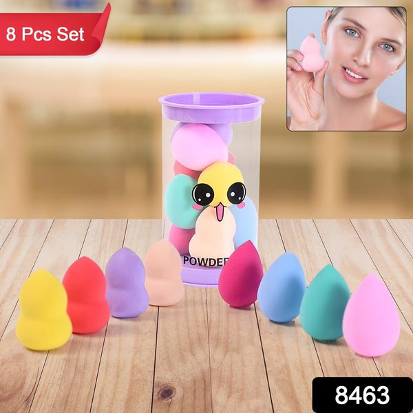 Makeup Beauty Powder Puff (8 Pcs Set / With Case / Mix Color) - justgrabit.in | Just Grab It
