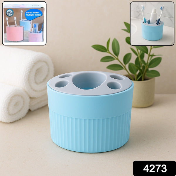 Multipurpose Bathroom Toothbrush and Utility Holder Stand with Multiple Slots (1 Pc) - justgrabit.in | Just Grab It