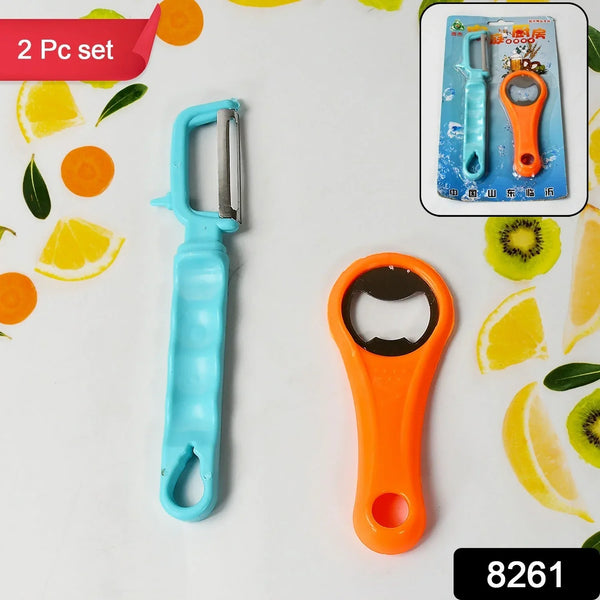 Vegetable Fruit Peelers Slicer & Bottle Opener, Kitchen Peeler For Veggie Fruit Potato Carrot, Bottle Opener With Plastic Handle Bottle Openers Wine Bottle Opener Cold Drink Bottle Opener (2Pc) - Justgrabit Inc.
