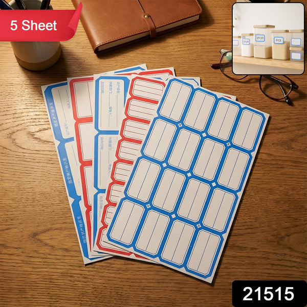Multipurpose Writable Label Stickers (5 Sheets Set) - justgrabit.in | Just Grab It