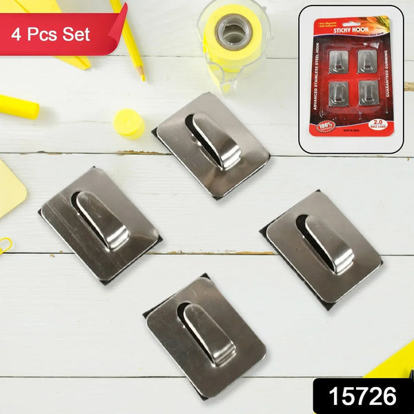Self - Adhesive Hooks, Heavy Duty Wall Hooks Hangers Stainless Steel Waterproof Sticky Hooks for Hanging Robe Coat Towel Kitchen Bathroom and. - justgrabit.in | Just Grab It