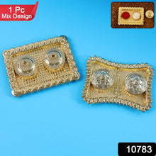 Ornate Rectangular Pooja Tilak Plate - (Mix Design / 1 Pc) - justgrabit.in | Just Grab It
