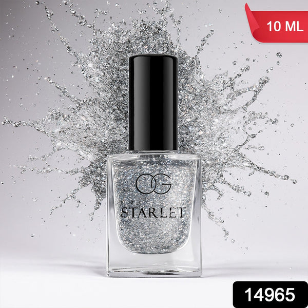 OG Beauty Silver Moonlight Starlet Glitter Nail Paint (10 ML / 1 Pc) - justgrabit.in | Just Grab It