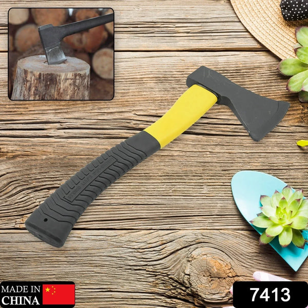 Gardening Tools Hatchet Axe Fiberglass Body Rubberized Handle Wood Cutting Axe, Camping Axe, Safety Axe, Pick Axe (972 Gm) - Justgrabit Inc.