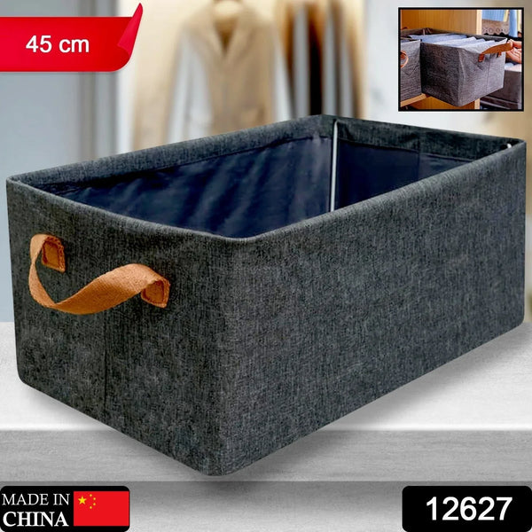 FOLDABLE STORAGE BOX HANDLES, COTTON AND LINEN STORAGE BINS AND BASKETS ORGANIZER FOR NURSERY, CLOSET, BEDROOM, HOME (45 Cm) - Justgrabit Inc.