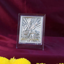 Elegant Silver Saraswati Maa Photo Frame with Stand (1 Pc) - Justgrabit Inc.
