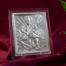 Elegant Silver Saraswati Maa Photo Frame with Stand (1 Pc) - Justgrabit Inc.