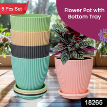 Plastic Flower Pot with Bottom Tray (5 Pcs Set) - justgrabit.in | Just Grab It