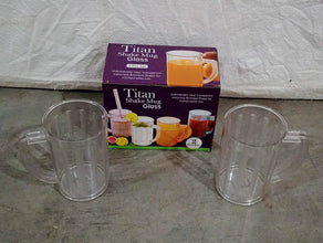 Stylish Juice Glass With Handle, Water Glass, Beer Glass, Milk Shake Glass, Multipurpose Glass Plastic Beer Mug, Unbreakable Beer Tasting Glasses, Clear Juice Glasses Suitable for Kids (2 pc) - Justgrabit Inc.