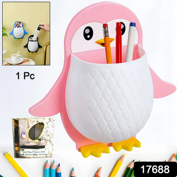 Penguin Storage Box, Adhesive Remote Case, Electric Toothbrushes Holder, Universal Controller Holder, Wall Nightstand, Office Plastic Wall Mount - Justgrabit Inc.
