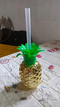 Plastic Pineapple Cups with Straw (1 Pc) - Party Favors, Hawaiian, Beach - Justgrabit Inc.