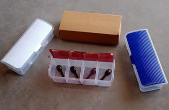 Kitchen Multipurpose Air - tight 4 Sections Storage Containers / Masala Box Pickle (Achar) Jar with 4 spoon for each section (1 Pc / Mix Color) - Justgrabit Inc.
