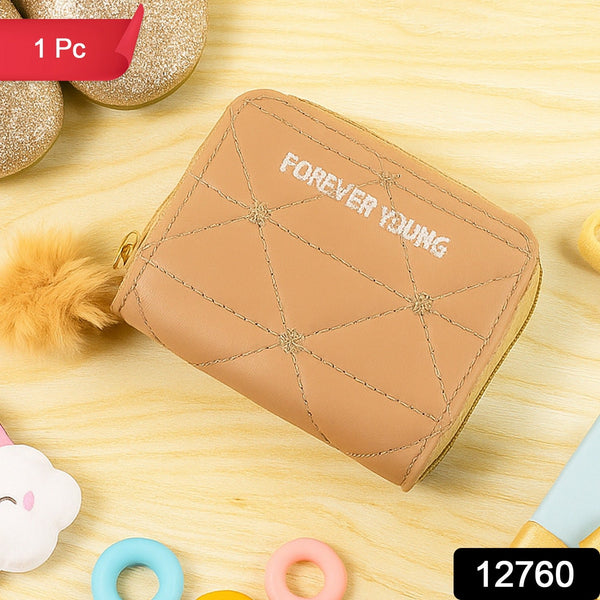 Stylish Kids Wallet with Soft Fur Zip Puller (1 Pc) - justgrabit.in | Just Grab It