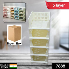 5 Layer Stackable Multifunctional Storage,for Clothes Foldable Drawer Shelf Basket Utility Cart Rack Storage Organizer Cart for Kitchen, Pantry Closet, Bedroom, Bathroom, Laundry (5 Layer 1 Pc) - Justgrabit Inc.