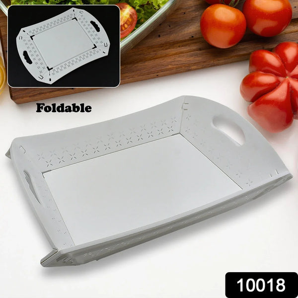 Foldable Plastic Serving Tray - Portable with Handle for Kitchen & Dining (1pc) - Justgrabit Inc.