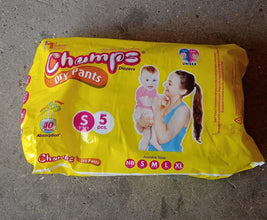 Travel - Friendly Diapers: Champs Small Diaper Pants (5 Pack) - Leakproof - Justgrabit Inc.