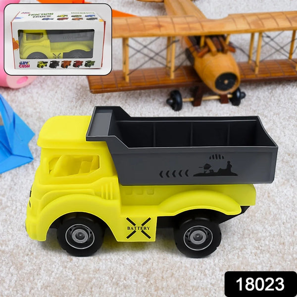 Friction Powered Dumper Toy Truck For Kids | With Opening Container Feature | Strong & Durable Plastic Material | Indoor & Outdoor Play Birthday Gift for Baby Boys & Girls (1 Pc) - Justgrabit Inc.