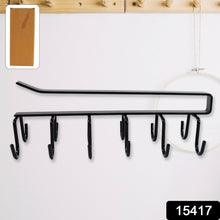Double - Row Metal cupholder Rack, Multi - Purpose Iron Hanger with 6 Hooks (1 Pc) - justgrabit.in | Just Grab It