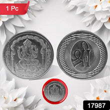 Ganesh Ji, Silver color Coin for Gift & Pooja | Silver Coin | Silver Coin / Diwali Gift (1 Pc / (Metal is not silver) - Justgrabit Inc.