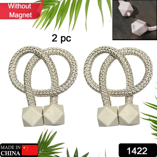 Non - Magnetic Curtain Tiebacks: Decorative Pearl Design (2 Pc, (Without Magnet Buckle) - Justgrabit Inc.