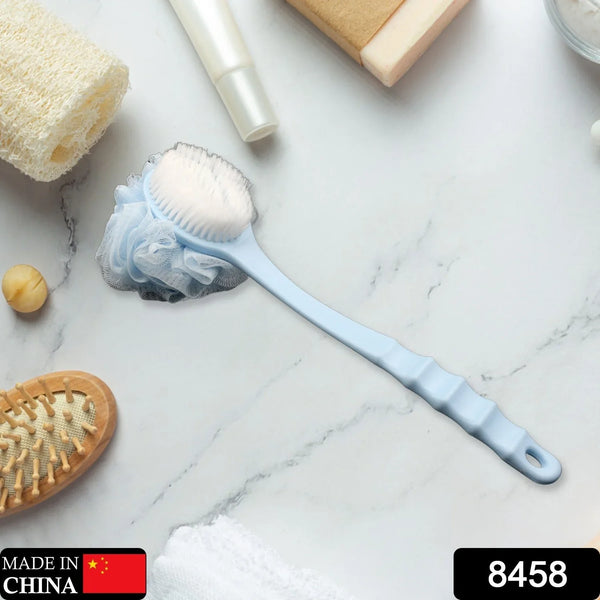 Long Handle Shower Puff Pouf Sponge Exfoliating Mesh Brush Scrubber,Bath Loofah Bath Scrubber for Body Shower Loofah Brushes, Body Bath Brush for Women and Men, Bathroom Shower Accessories (Mix 1 Pc) - justgrabit.in | Just Grab It