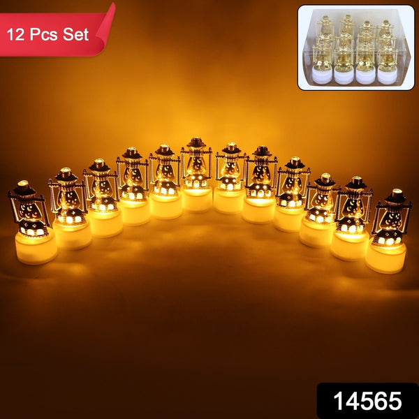 Vintage Lantern Style Decorative Flameless LED Candles (12 Pc) - justgrabit.in | Just Grab It