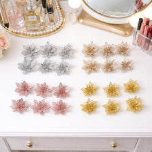 Glitter Flower Hair Clip Set (6 Pc Mix Color Set) - justgrabit.in | Just Grab It