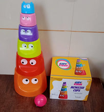 Monster Cups - Activity Toy for Babies 5+ Months Plastic Multicolor Infant & Preschool Toys Develops Motor & Reasoning Skills Birthday Gifts for Boys Girls Age 5+ Months Kids (1 Set) - Justgrabit Inc.