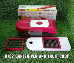 Ganesh Plastic Chopper Vegetable and Fruit Cutter, Red - Justgrabit Inc.