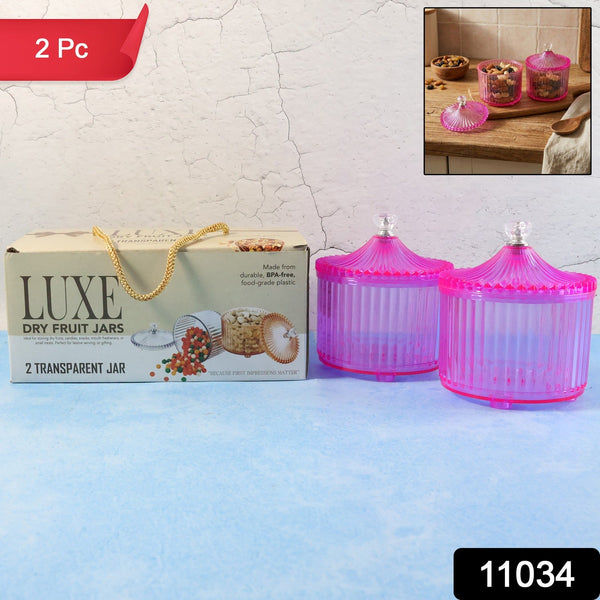 Plastic Luxury Transparent Dry Fruit Storage Jars (2 Pc) - justgrabit.in | Just Grab It