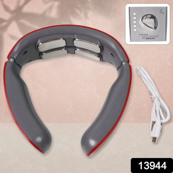 4 Heads Smart Electric Neck and Back Pulse Massager (1 Pc / Mix Design) - justgrabit.in | Just Grab It