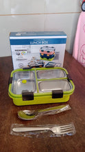 3 Compartment Transparent Stainless Steel Lunch Box for Kids, Tiffin Box, Lunch Box, Lunch Box for Kids, Insulated Lunch Box, Lunch Box for Office Women and Men, Stainless Steel Tiffin Box for Boys, Girls, School Office (Multi Color) - justgrabit.in | Just Grab It