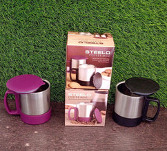 Stainless Steel Coffee/Tea Cup, Stainless Steel Lid Cover Hot Coffee/Tea Mug Hot Insulated Double Wall Stainless Steel, Coffee and Milk Cup with Lid & Handle Easy To Carry - Coffee Cup (1 Pc) - Justgrabit Inc.