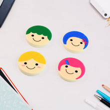 Cute Cartoon Face Erasers for School & Stationery Use (4 Pc) - justgrabit.in | Just Grab It