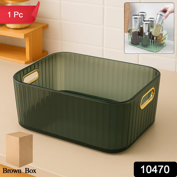 Premium Ribbed Transparent Storage Basket - justgrabit.in | Just Grab It