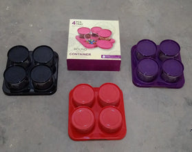 Airtight Plastic 4 Pc Storage Container Set, With Tray Dry Fruit Plastic Storage Container Tray Set With Lid & Serving Tray For Kitchen - Justgrabit Inc.