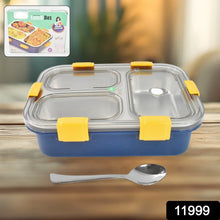 3 Compartment Transparent Stainless Steel Lunch Box for Kids - Justgrabit Inc.