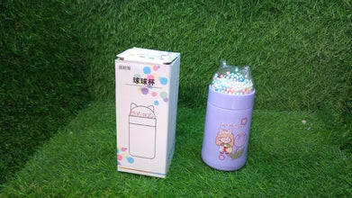 Girl Glass Water Bottle for School with Kid Sparkle Strap Cat Lid Sequins Glitter Glass Cup Birthday Gift Children 350ml (MOQ : - 75 pc) - justgrabit.in | Just Grab It