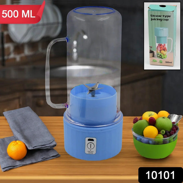 Portable Electric Juicer With Handle & Straw, USB Rechargeable 6 Stainless Steel Blades (500 ML) - Justgrabit Inc.