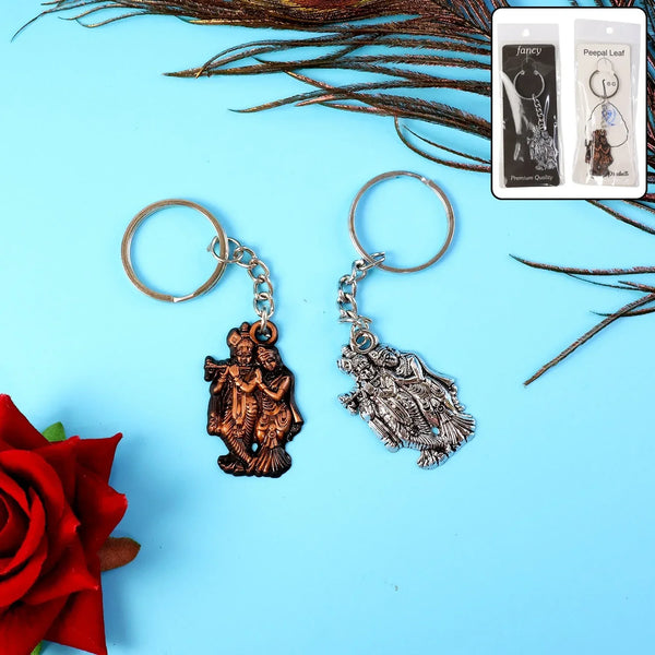 Radha Krishna Metal Keychain Set (2 Pc Mix Design) - justgrabit.in | Just Grab It